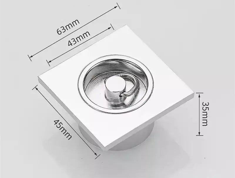Modern chrome swimming pool fishbowl drain bathroom floor cover with square chrome finish and central lifting handle by decorbites brass chrome