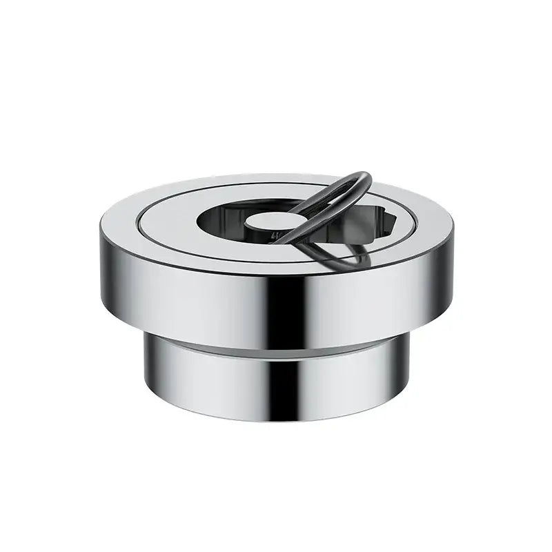 Shiny chrome cylindrical magnetic coupling with central ring and metal loop for modern chrome swimming pool fishbowl drain decorbites brass chrome