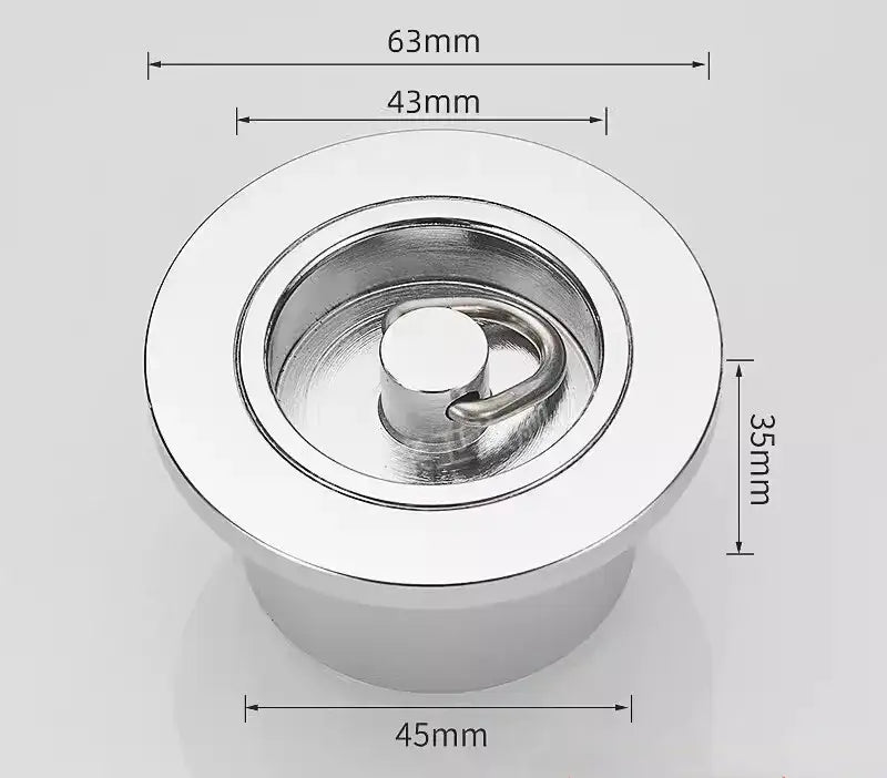 Modern chrome swimming pool fishbowl drain bathroom floor cover with shiny chrome finish and central pull-ring mechanism by decorbites brass chrome