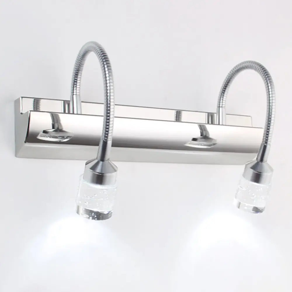 DecorBites™ DecorBites™ Modern Chrome Swoop Arm LED Vanity Wall Sconce with Seedy Crystal for Stylish Bath Decor