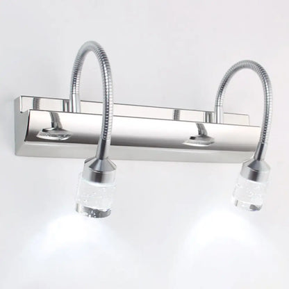 DecorBites™ DecorBites™ Modern Chrome Swoop Arm LED Vanity Wall Sconce with Seedy Crystal for Stylish Bath Decor