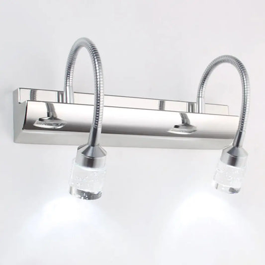 DecorBites™ DecorBites™ Modern Chrome Swoop Arm LED Vanity Wall Sconce with Seedy Crystal for Stylish Bath Decor