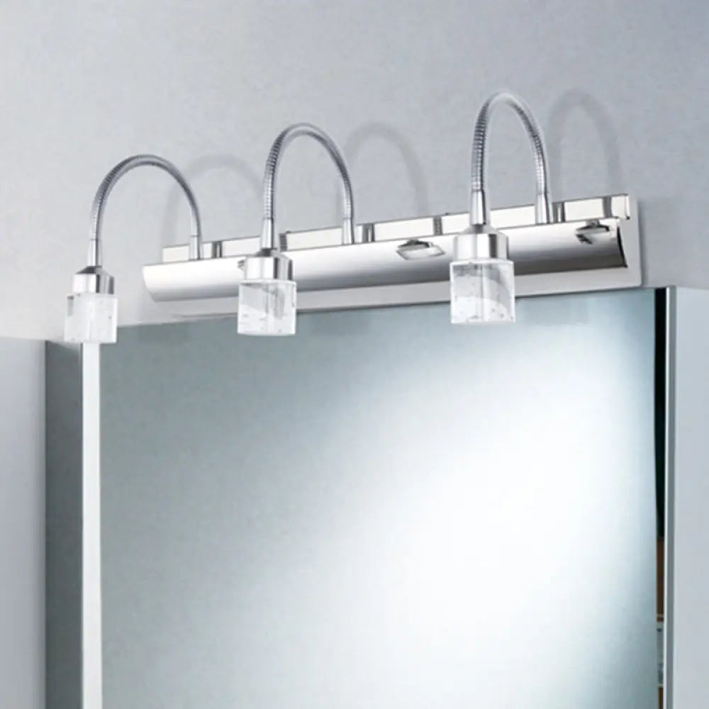 DecorBites™ DecorBites™ Modern Chrome Swoop Arm LED Vanity Wall Sconce with Seedy Crystal for Stylish Bath Decor