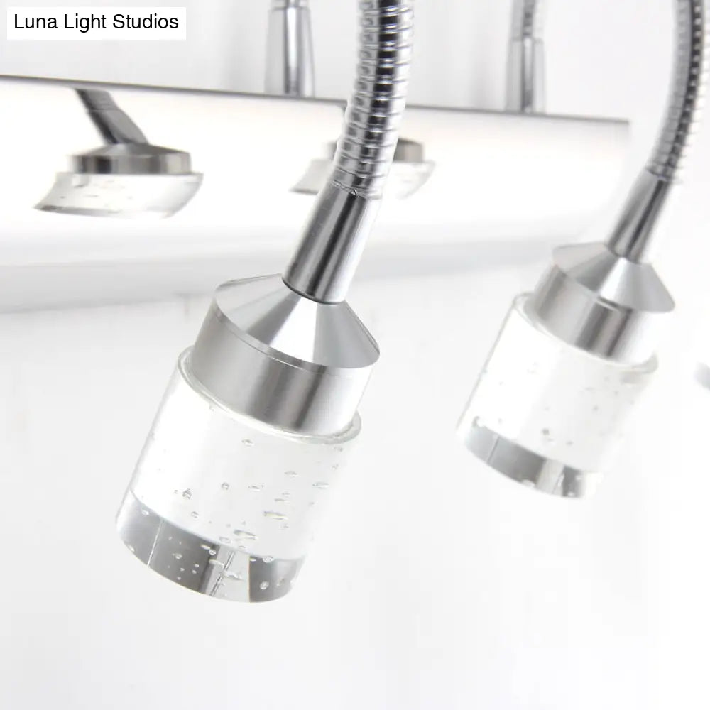 DecorBites™ DecorBites™ Modern Chrome Swoop Arm LED Vanity Wall Sconce with Seedy Crystal for Stylish Bath Decor