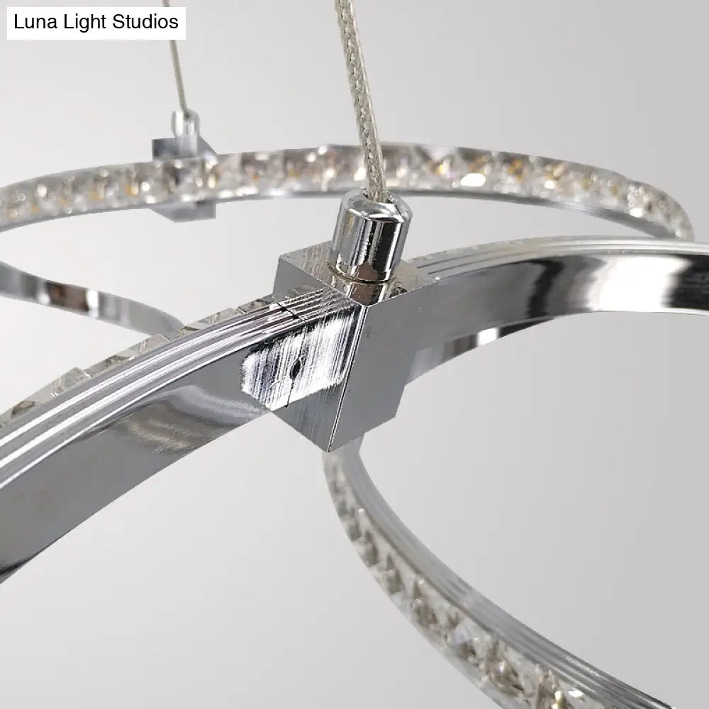 Lámpara de techo moderna cromada con diseño en espiral - Lámpara colgante LED de cristal, brillo cálido/blanco - Elegante lámpara de techo para comedor