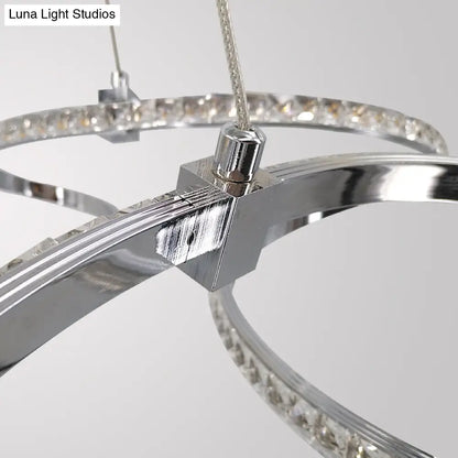 Lámpara de techo moderna cromada con diseño en espiral - Lámpara colgante LED de cristal, brillo cálido/blanco - Elegante lámpara de techo para comedor