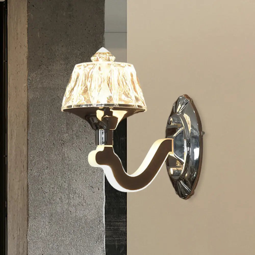 DecorBites™ DecorBites™ Modern Chrome Wall Lamp with Clear Crystal Accent and Luminous Arm