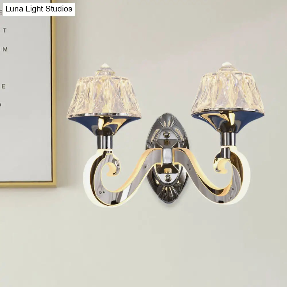 DecorBites™ DecorBites™ Modern Chrome Wall Lamp with Clear Crystal Accent and Luminous Arm