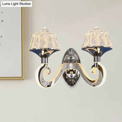 DecorBites™ DecorBites™ Modern Chrome Wall Lamp with Clear Crystal Accent and Luminous Arm