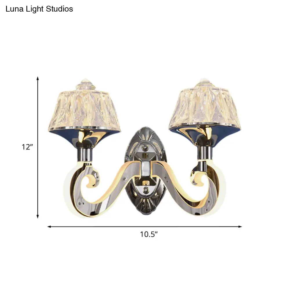 DecorBites™ DecorBites™ Modern Chrome Wall Lamp with Clear Crystal Accent and Luminous Arm