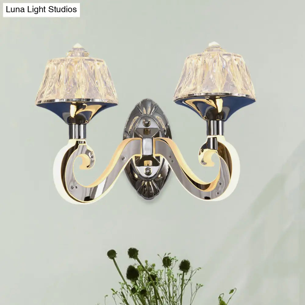 DecorBites™ DecorBites™ Modern Chrome Wall Lamp with Clear Crystal Accent and Luminous Arm