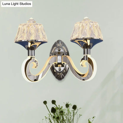 DecorBites™ DecorBites™ Modern Chrome Wall Lamp with Clear Crystal Accent and Luminous Arm