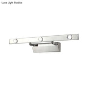 Modern chrome wall light with three adjustable led bulbs and stainless steel shade for bathroom use