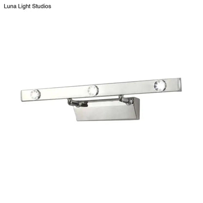 Modern chrome wall light with three adjustable led bulbs and stainless steel shade for bathroom use