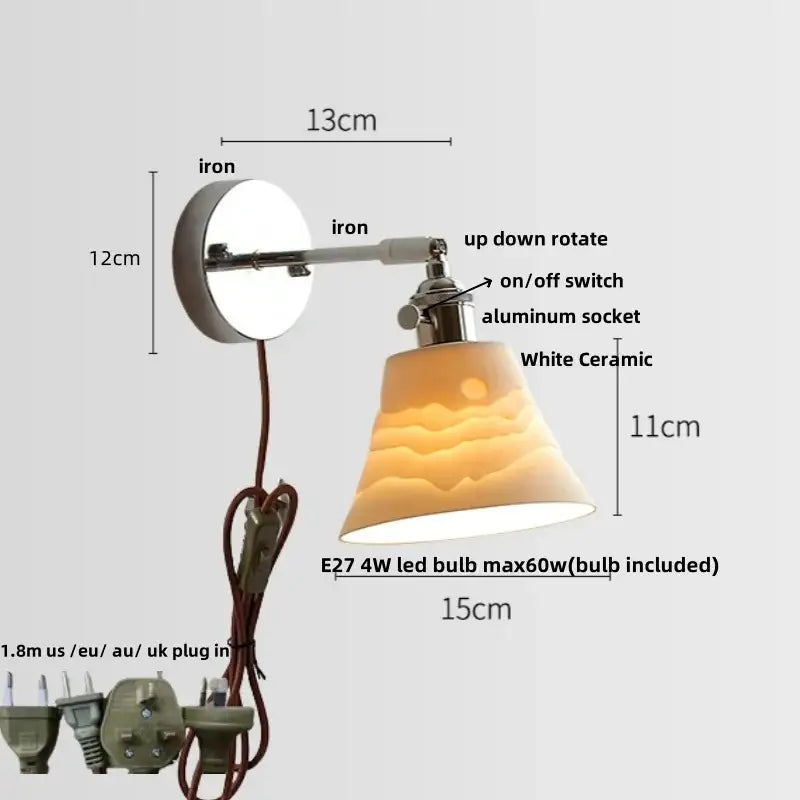 Modern chrome wall light with polished iron arm, adjustable aluminum socket, and white ceramic led wall shade decorbites ceramic led