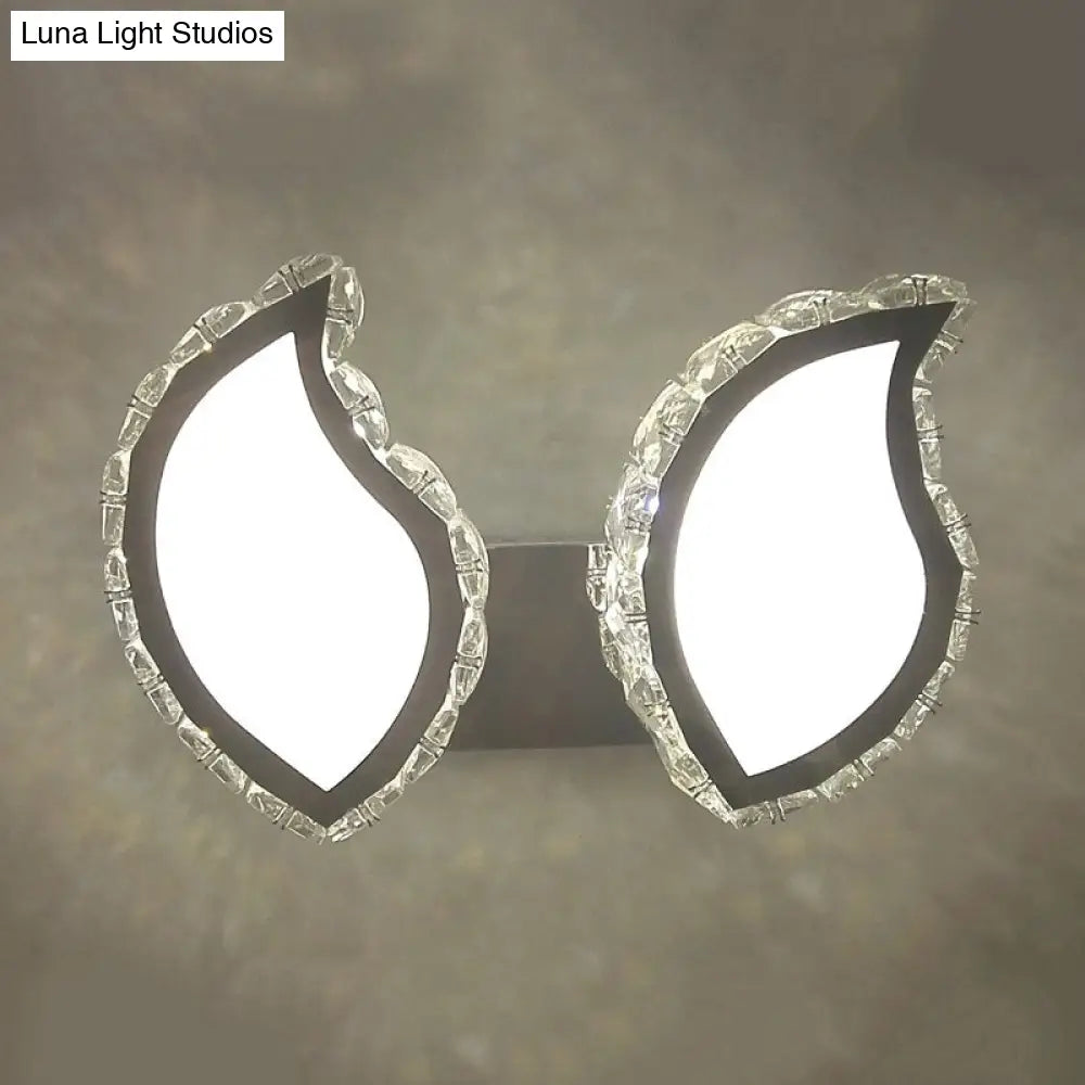 DecorBites™ DecorBites™ Modern Chrome Wall Sconce with Clear Crystal LED for Leaf Bedroom