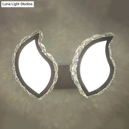 DecorBites™ DecorBites™ Modern Chrome Wall Sconce with Clear Crystal LED for Leaf Bedroom