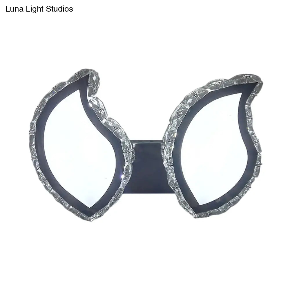 DecorBites™ DecorBites™ Modern Chrome Wall Sconce with Clear Crystal LED for Leaf Bedroom