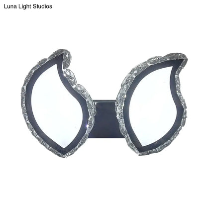 DecorBites™ DecorBites™ Modern Chrome Wall Sconce with Clear Crystal LED for Leaf Bedroom