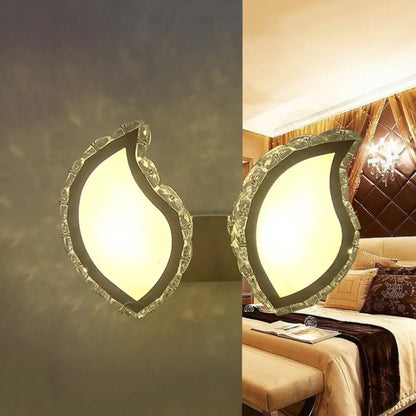 DecorBites™ DecorBites™ Modern Chrome Wall Sconce with Clear Crystal LED for Leaf Bedroom