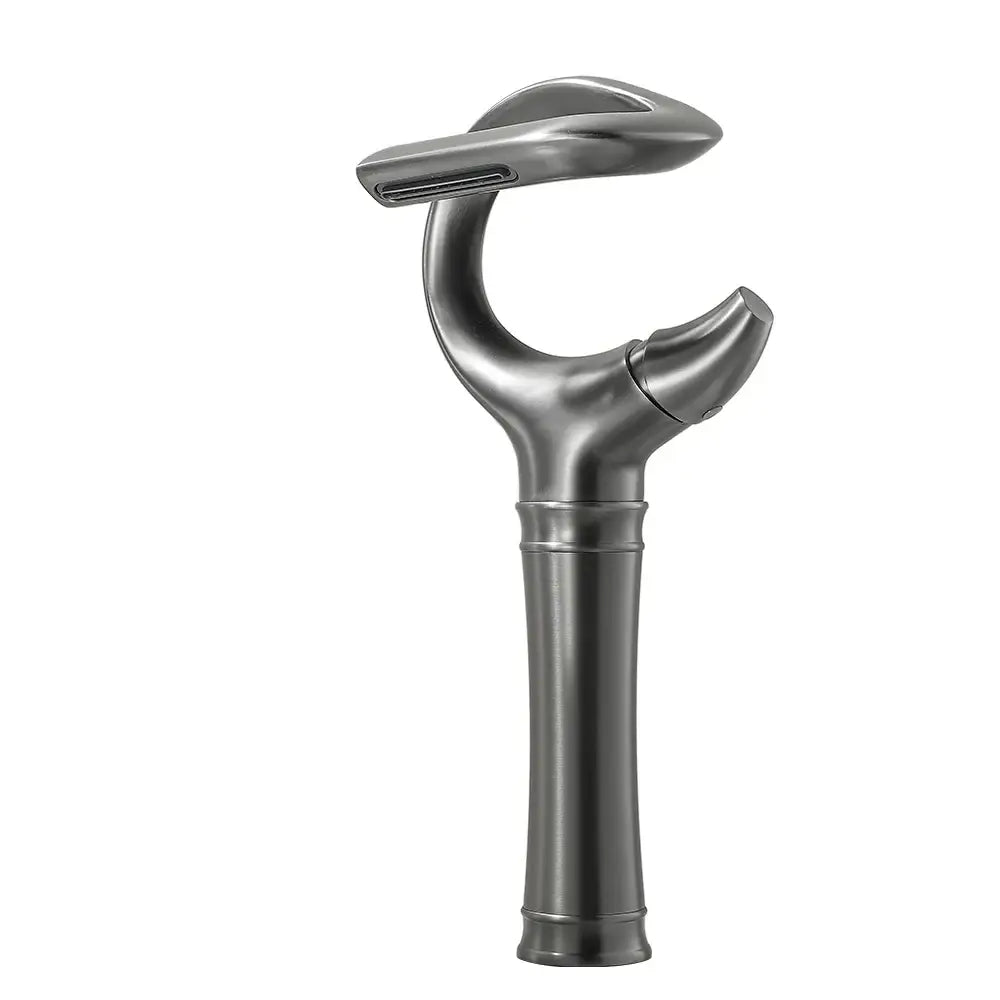 Modern chrome waterfall bathroom faucet with single handle mixer tap in matte black finish for single hole cold water use