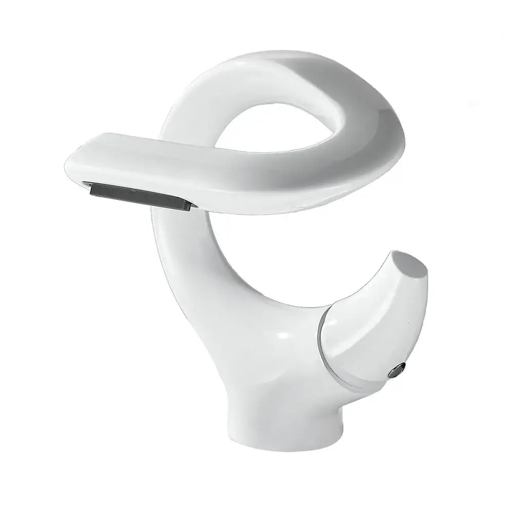 Modern chrome waterfall bathroom faucet single handle mixer tap with white ceramic body black handle single hole design