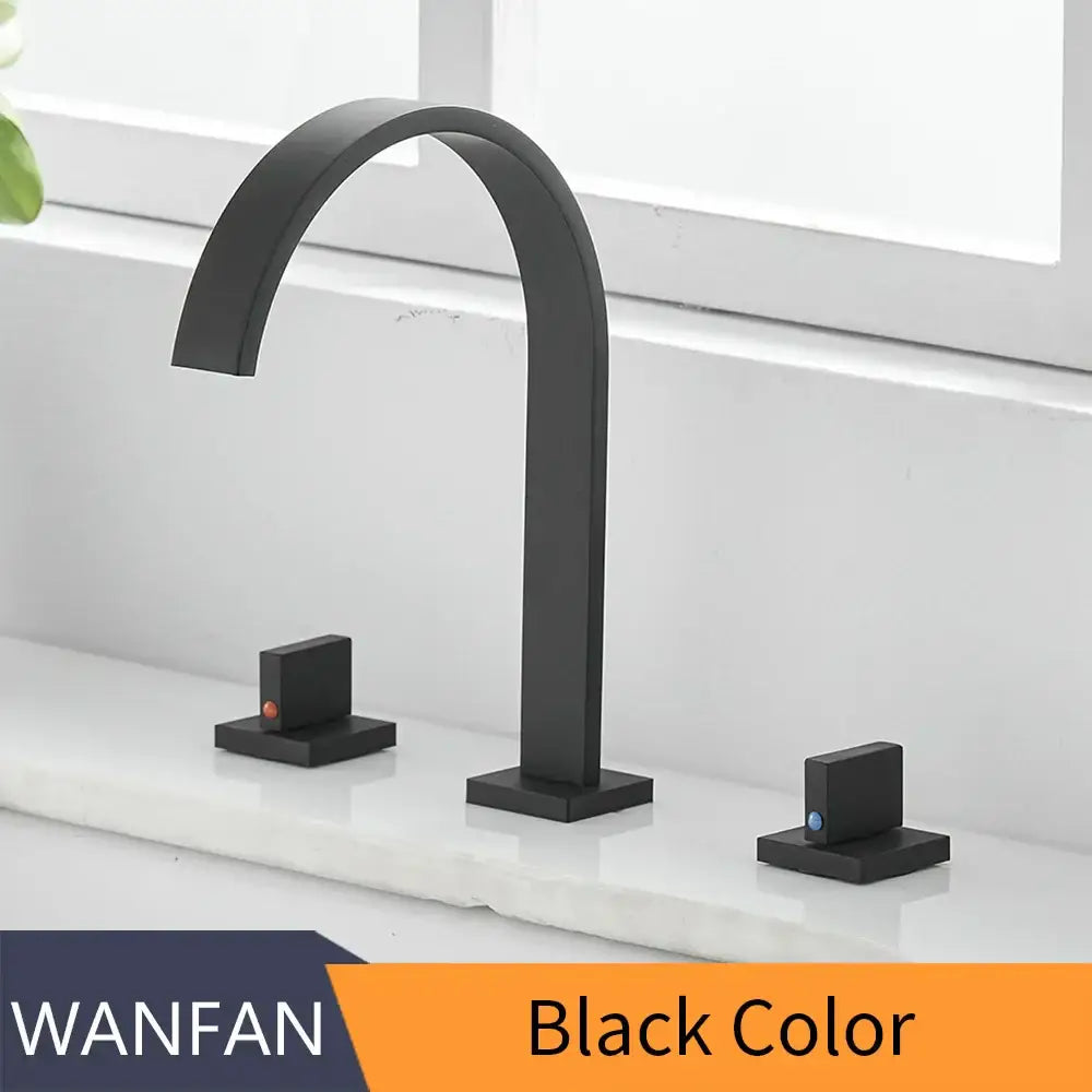 Modern chrome waterfall brass chrome bathroom sink faucet with black matte three-handle decorbites brass chrome design