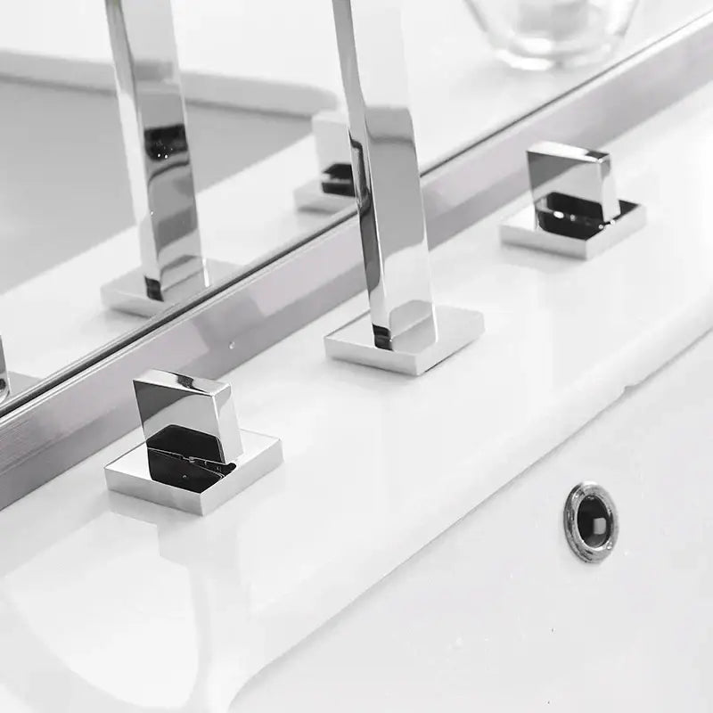 Modern chrome waterfall brass chrome bathroom sink faucet with chrome-finished square minimalist handles for brass chrome bathroom decorbites upholstery