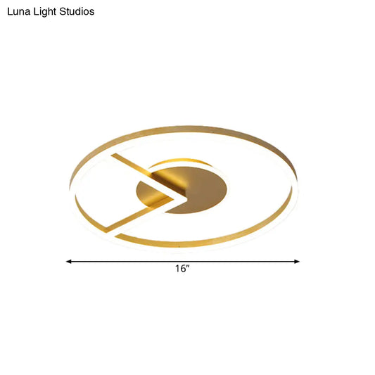 DecorBites™ DecorBites™ Modern Circle Ceiling Mount LED Fixture in Gold, White/Warm Light - 16"/19.5" Metal Flush Lighting for Bedrooms