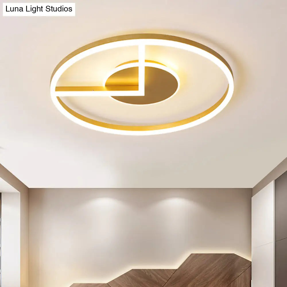 DecorBites™ DecorBites™ Modern Circle Ceiling Mount LED Fixture in Gold, White/Warm Light - 16"/19.5" Metal Flush Lighting for Bedrooms