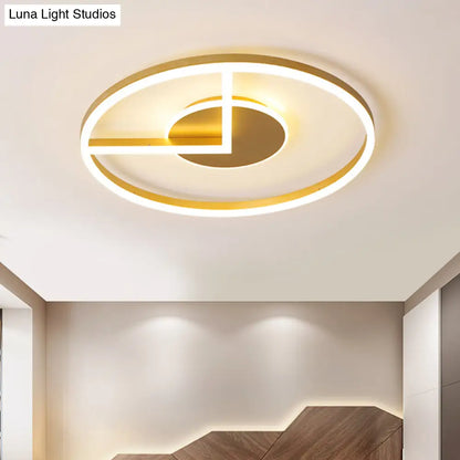 DecorBites™ DecorBites™ Modern Circle Ceiling Mount LED Fixture in Gold, White/Warm Light - 16"/19.5" Metal Flush Lighting for Bedrooms