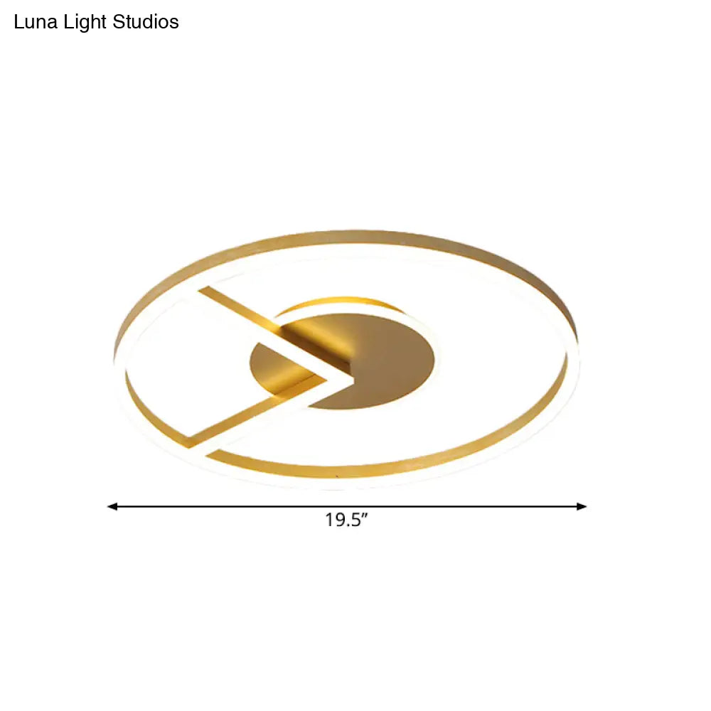 DecorBites™ DecorBites™ Modern Circle Ceiling Mount LED Fixture in Gold, White/Warm Light - 16"/19.5" Metal Flush Lighting for Bedrooms