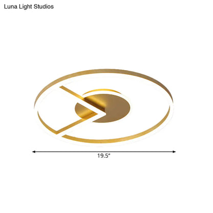 DecorBites™ DecorBites™ Modern Circle Ceiling Mount LED Fixture in Gold, White/Warm Light - 16"/19.5" Metal Flush Lighting for Bedrooms