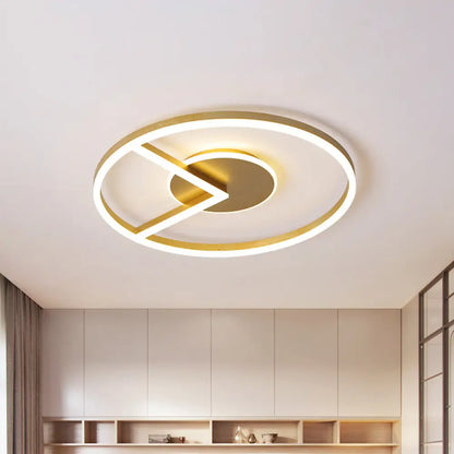 DecorBites™ DecorBites™ Modern Circle Ceiling Mount LED Fixture in Gold, White/Warm Light - 16"/19.5" Metal Flush Lighting for Bedrooms