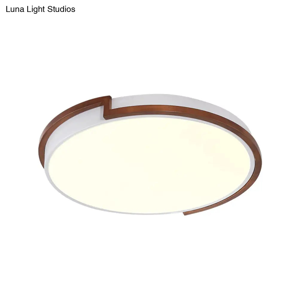 DecorBites™ DecorBites™ Modern Circle Flush Mount Macaron Metal LED Lamp, White/Green, with Acrylic Diffuser for Living Room - 13"/17"/21" Wide