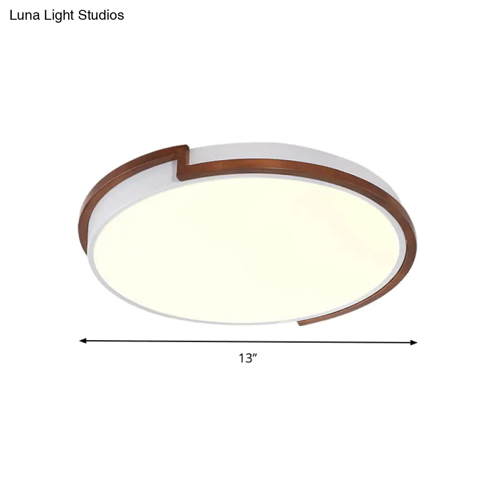 DecorBites™ DecorBites™ Modern Circle Flush Mount Macaron Metal LED Lamp, White/Green, with Acrylic Diffuser for Living Room - 13"/17"/21" Wide