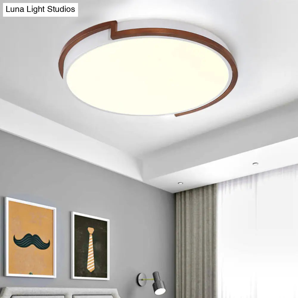 DecorBites™ DecorBites™ Modern Circle Flush Mount Macaron Metal LED Lamp, White/Green, with Acrylic Diffuser for Living Room - 13"/17"/21" Wide