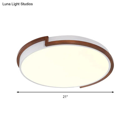 DecorBites™ DecorBites™ Modern Circle Flush Mount Macaron Metal LED Lamp, White/Green, with Acrylic Diffuser for Living Room - 13"/17"/21" Wide