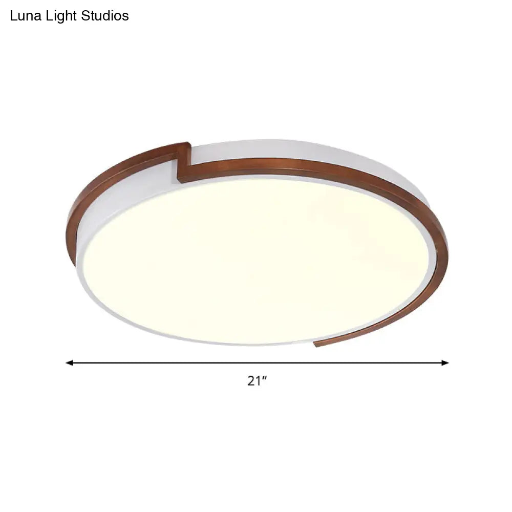 DecorBites™ DecorBites™ Modern Circle Flush Mount Macaron Metal LED Lamp, White/Green, with Acrylic Diffuser for Living Room - 13"/17"/21" Wide