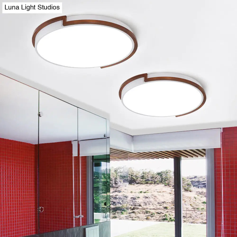 DecorBites™ DecorBites™ Modern Circle Flush Mount Macaron Metal LED Lamp, White/Green, with Acrylic Diffuser for Living Room - 13"/17"/21" Wide