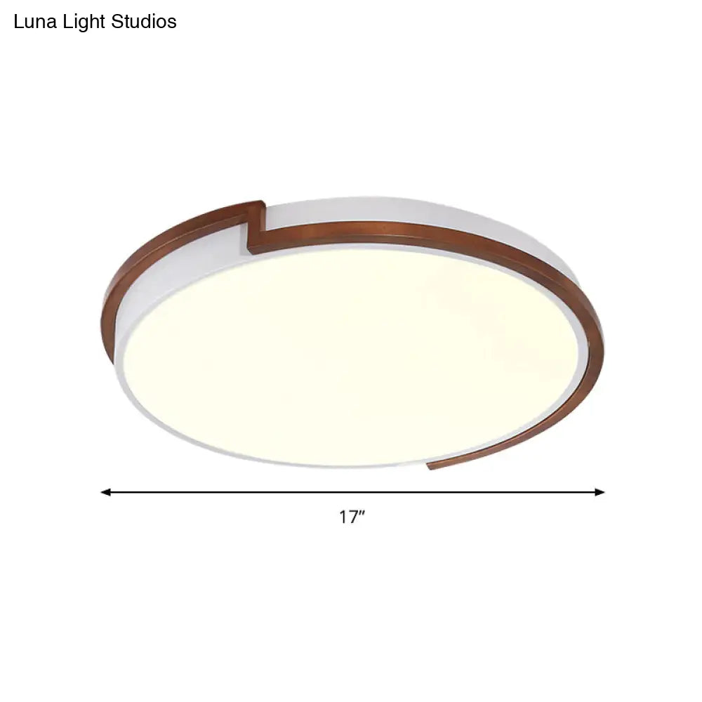 DecorBites™ DecorBites™ Modern Circle Flush Mount Macaron Metal LED Lamp, White/Green, with Acrylic Diffuser for Living Room - 13"/17"/21" Wide