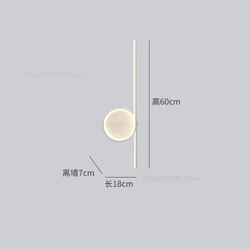 Minimalist white decorbites circle straight bar wall lamp with frosted glass shade for bedroom and living room decor