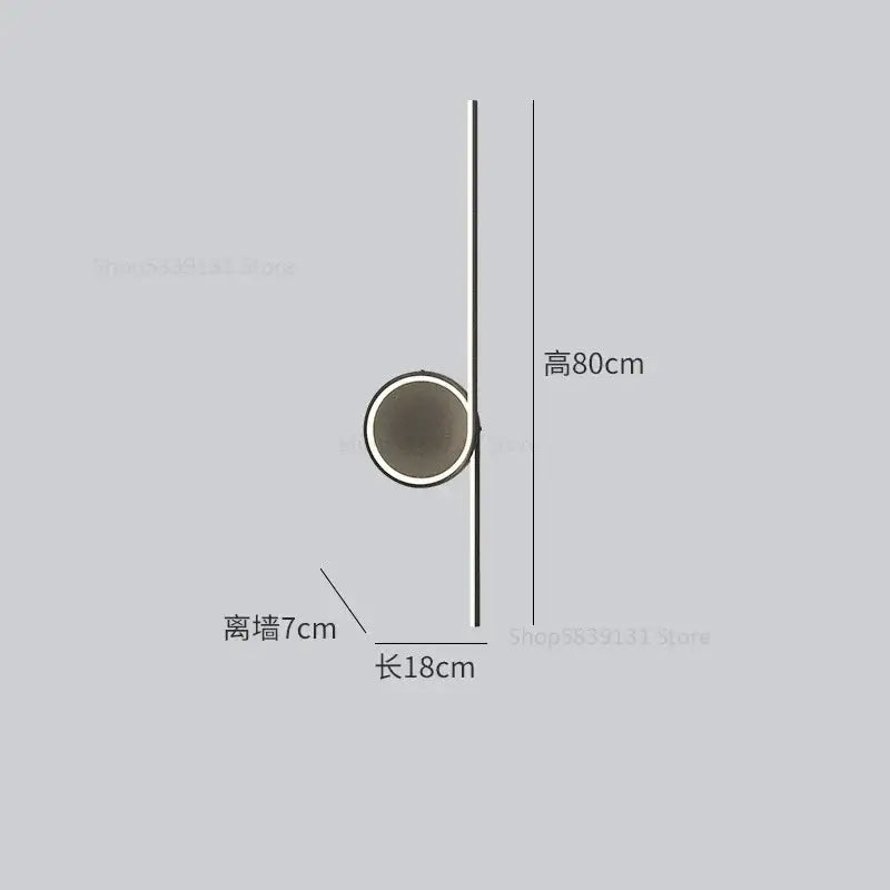 Modern circle straight bar wall lamp with matte black finish and circular diffuser by decorbites for bedroom and living room decor