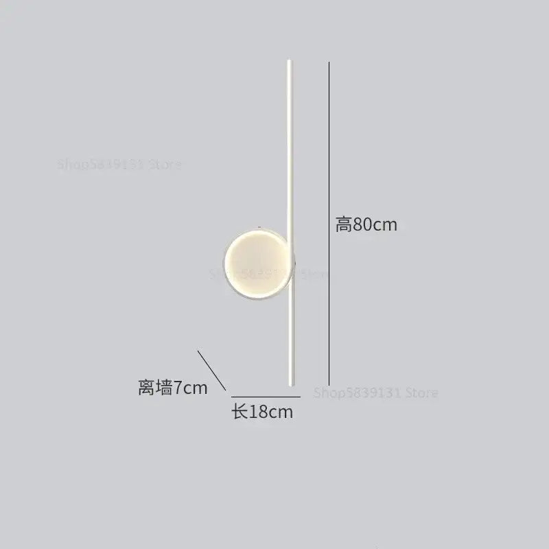 Minimalist white wall lamp decorbites circle straight with frosted glass shade for bedroom and living room decor