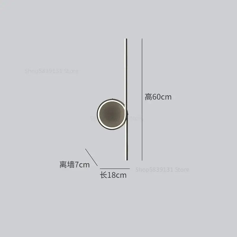 Minimalist modern circle straight bar wall lamp with cylindrical shade and matte black metal finish for bedroom and living room decorbites circle straight