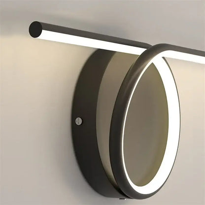 Modern black circular wall lamp with sleek minimalist design and integrated led lighting for bedroom and living room decorbites circle straight bar
