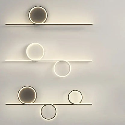 Modern circle straight bar wall lamp with sleek metallic frame and circular led lights for bedroom and living room decorbites circle straight