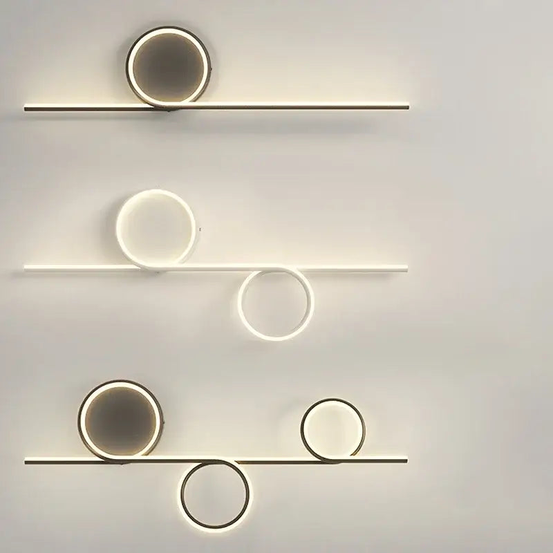 Modern circle straight bar wall lamp with sleek metallic frame and circular led lights for bedroom and living room decorbites circle straight