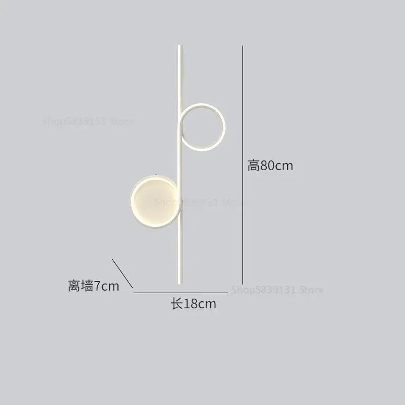 Minimalist white metal circle straight bar wall lamp with two circular light fixtures for bedroom and living room decorbites circle straight