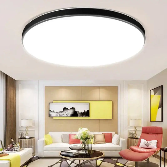 Modern circular black and white led ceiling light with sleek black rim decorbites led ceiling for bathroom fixture